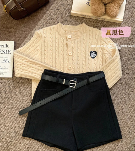 Korean 2024 New Women's Black Grey A-line Woolen Shorts Green High Waisted Thickshort Pants Autumn Winter Casual Versatile Trend
