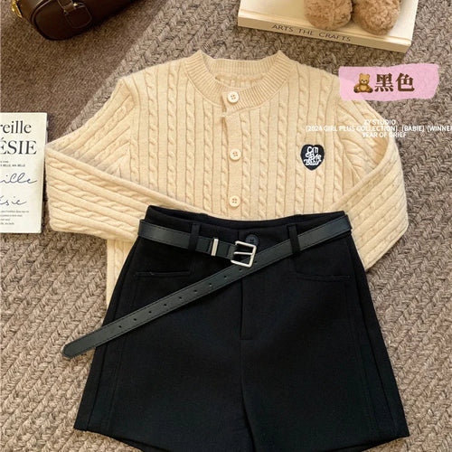 Load image into Gallery viewer, Korean 2024 New Women&#39;s Black Grey A-line Woolen Shorts Green High Waisted Thickshort Pants Autumn Winter Casual Versatile Trend
