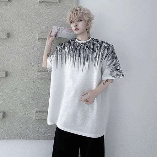Load image into Gallery viewer, Men's T-shirts New Summer Round Neck Nail Bead Drawn Pattern Loose Male Short Sleeved Pullover Casual Menwear 9W1795
