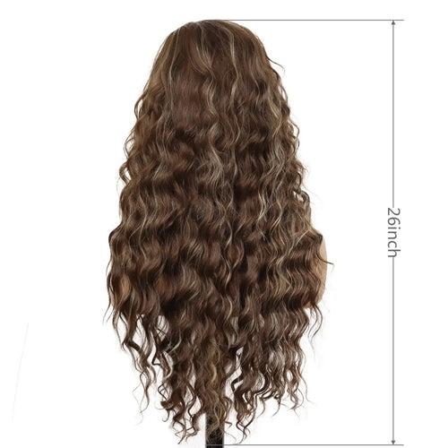 Load image into Gallery viewer, 26 inches Long Hair Wigs for Women Synthetic Fiber Curly Brown Mix Blonde Wig Natural Female Halloween Carnival Party
