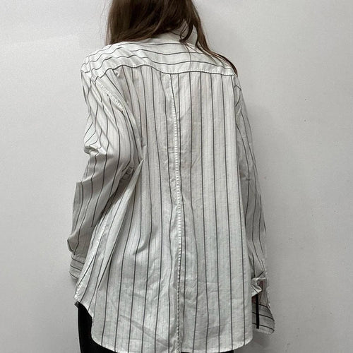 Load image into Gallery viewer, Fashion Chic Loose Stripe Women Blouse Tops Long Sleeve Spring Autumn Buttons-Up Streetwear Shirts Cardigan Clothing
