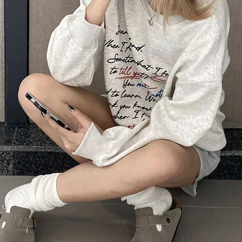 Load image into Gallery viewer, Loose O-neck Pullovers Chicly Letter Printing Warm Female Hoodies Basic Simple Casual Fashion Solid Color Women Hoodies
