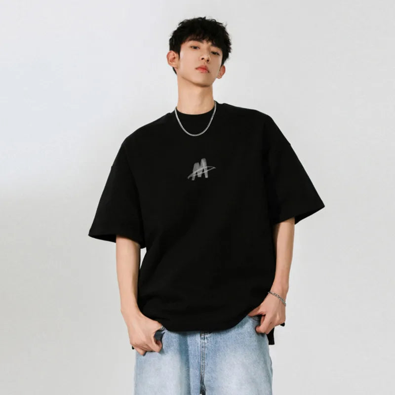 Men's T-shirts Short Sleeve New Korean Style Summer Letter Printing Design Solid Color Stylish Pullover Menwear 9W1759