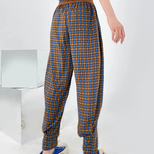 Load image into Gallery viewer, Fashion Plaid Straight Pants For Women High Waist Colorblock Loose Trousers Female Clothing Spring Style
