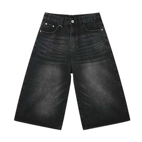 Load image into Gallery viewer, Vintage Men&#39;s Short Jeans Summer Loose Male Wide Leg Knee Length Denim Shorts New Washed Fashion Men  Bottoms 9A8825
