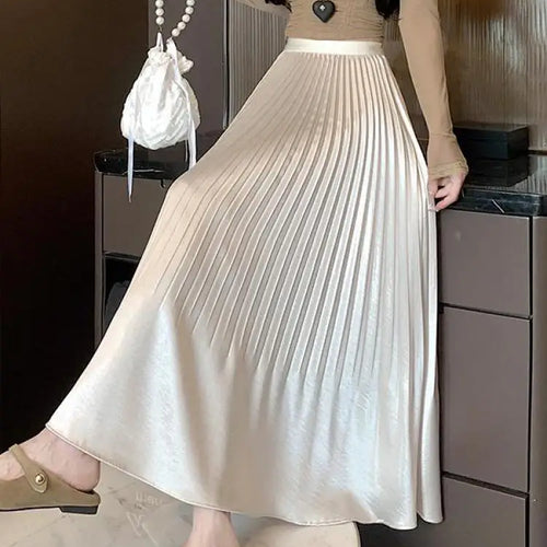 Load image into Gallery viewer, Spring Summer French Fashion Black Beige Elegant Sexy Pleated Long Skirt Women Grey High Waist Festival Slim Skirts 2025 Popular

