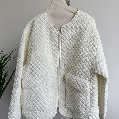 Load image into Gallery viewer, Beige Pocket Warm Big Size Cotton-padded Coat Long Sleeve Fit Women Parkas Fashion Tide New Autumn Winter 2025 1DH1754
