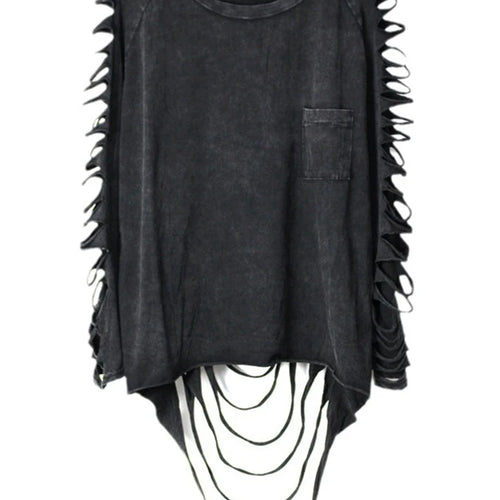 Load image into Gallery viewer, Women Black Pocket Holes Hollow Out Big Size T-shirt New Round Neck Long Sleeve Fashion Tide Spring Autumn 2025 1DJ0805
