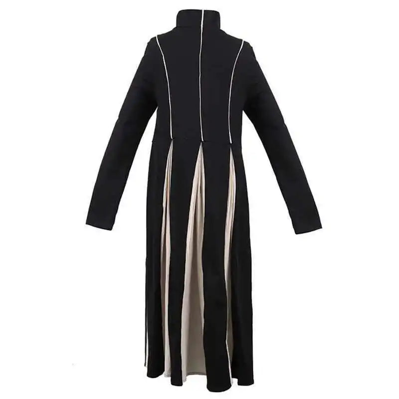 Women Black White Contrast Color Long Dress New Turtleneck Long Sleeve Loose Fit Fashion Tide Autumn Winter 2025  1DD2153