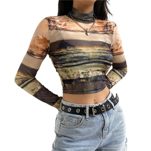 Load image into Gallery viewer, Fairy Grunge Shirt Basic Mesh Print Top Women E Girl Gothic Punk Style T-shirts Tees Clothes Street Tops Womens Clothing
