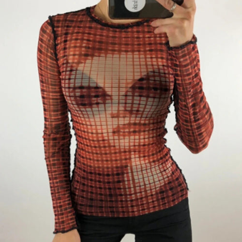 Load image into Gallery viewer, Fairy Grunge Shirt Basic Mesh Print Top Women E Girl Gothic Punk Style T-shirts Tees Clothes Street Tops Womens Clothing
