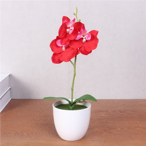 Load image into Gallery viewer, Artificial Phalaenopsis with Foam Leaf and Plastic Vase-home accent-wanahavit-red-wanahavit
