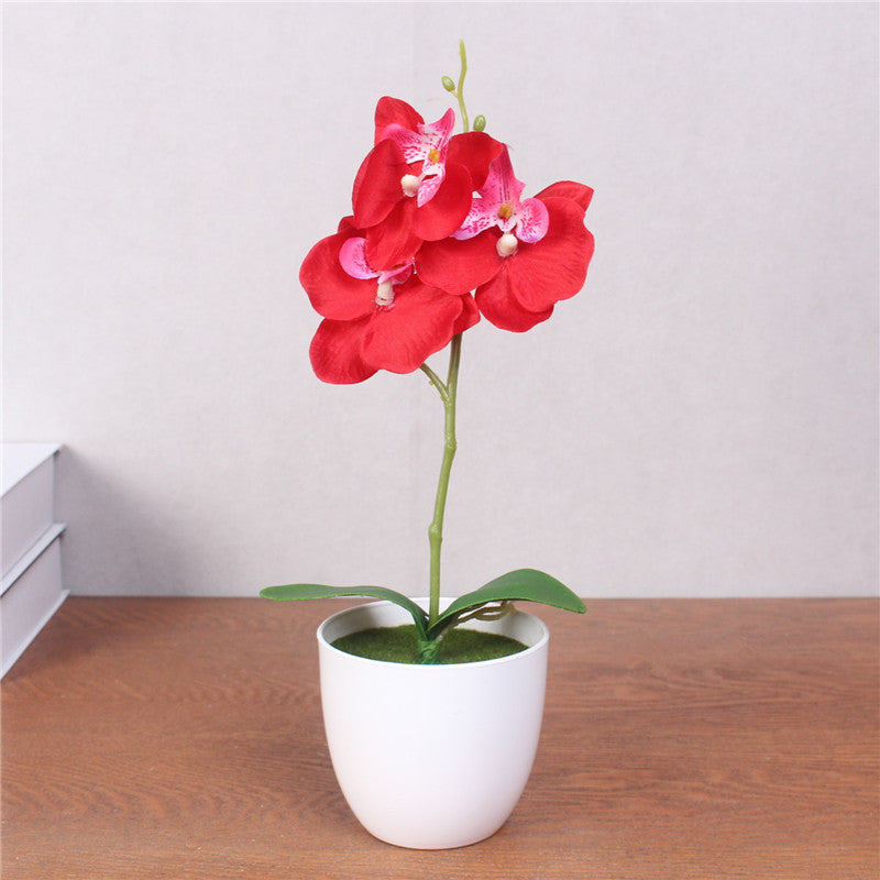 Artificial Phalaenopsis with Foam Leaf and Plastic Vase-home accent-wanahavit-red-wanahavit