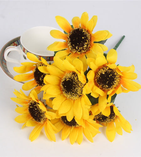 Silk Decorative Sunflower Bouquet-home accent-wanahavit-7 heads big-wanahavit