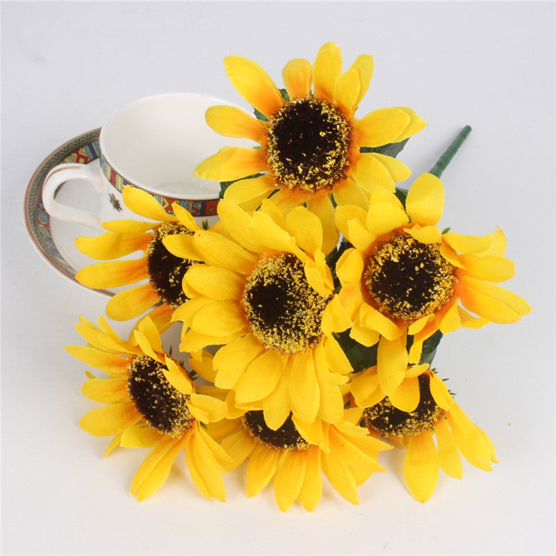 Silk Decorative Sunflower Bouquet-home accent-wanahavit-7 heads big-wanahavit