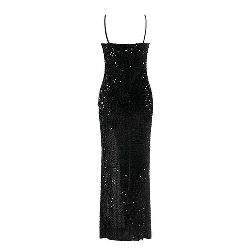 Load image into Gallery viewer, Sexy V-neck Sequined Long Spaghetti Strap Split Plus Size Elegant Bodycon Party Dress
