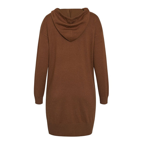 Load image into Gallery viewer, Winter Hooded Sweater Short Knitwear Autumn Basic Solid Casual Knitted Sweater Dress
