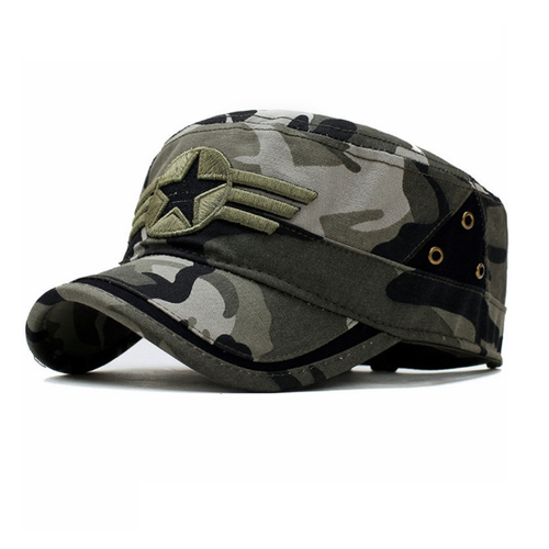 Load image into Gallery viewer, Star and Three Stripe Embroided Military Cap-unisex-wanahavit-Camo-One Size-wanahavit
