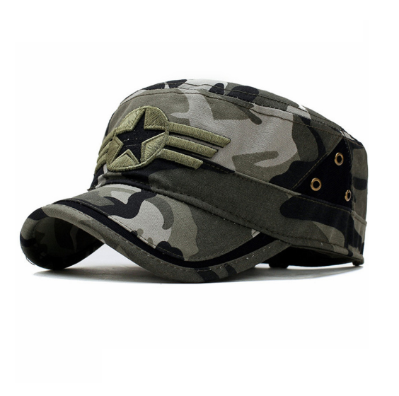 Star and Three Stripe Embroided Military Cap-unisex-wanahavit-Camo-One Size-wanahavit