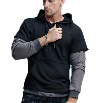 False Two Piece Hipster Hooded Sweatshirt-men-wanahavit-Black-M-wanahavit