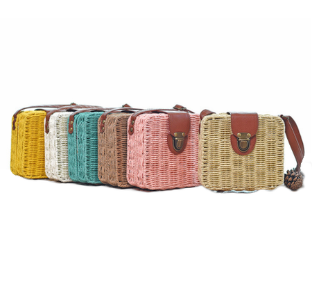Beach Box Straw Woven Shoulder Bag-women-wanahavit-yellow-wanahavit