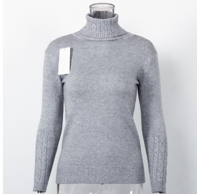 Load image into Gallery viewer, Turtleneck Knitted Slim Long Sleeve Sweater-women-wanahavit-Gray-One Size-wanahavit
