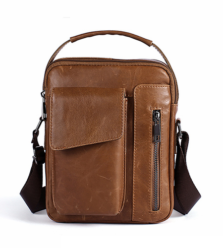 Genuine Leather Flap Leather Cover Shoulder Bag-men-wanahavit-8211brown-wanahavit