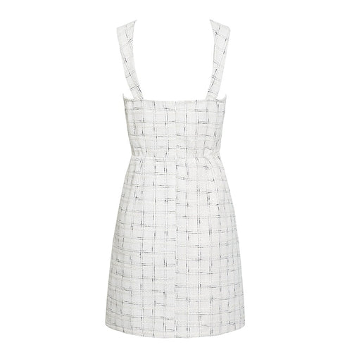 Load image into Gallery viewer, Elegant A-line Sleeveless Vintage White Plaid High Waist Short Slim Sexy Dress
