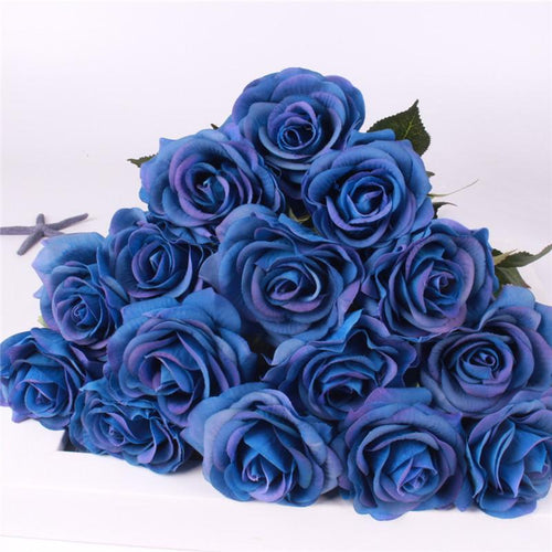 Load image into Gallery viewer, 15pcs Realistic Artificial Rose Bouquet-home accent-wanahavit-blue-wanahavit
