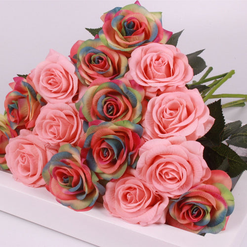 Load image into Gallery viewer, 15pcs Realistic Artificial Rose Bouquet-home accent-wanahavit-pink five colors-wanahavit
