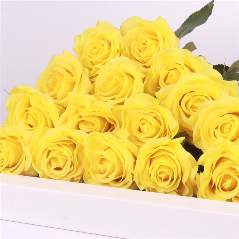 15pcs Realistic Artificial Rose Bouquet-home accent-wanahavit-lemon yellow-wanahavit