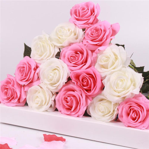 Load image into Gallery viewer, 15pcs Realistic Artificial Rose Bouquet-home accent-wanahavit-white light pink-wanahavit
