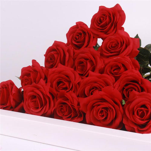 Load image into Gallery viewer, 15pcs Realistic Artificial Rose Bouquet-home accent-wanahavit-red-wanahavit
