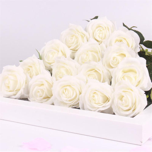 Load image into Gallery viewer, 15pcs Realistic Artificial Rose Bouquet-home accent-wanahavit-white-wanahavit
