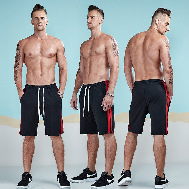 Casual Jogger Loose Double Striped Shorts-men fashion & fitness-wanahavit-Black-S-wanahavit