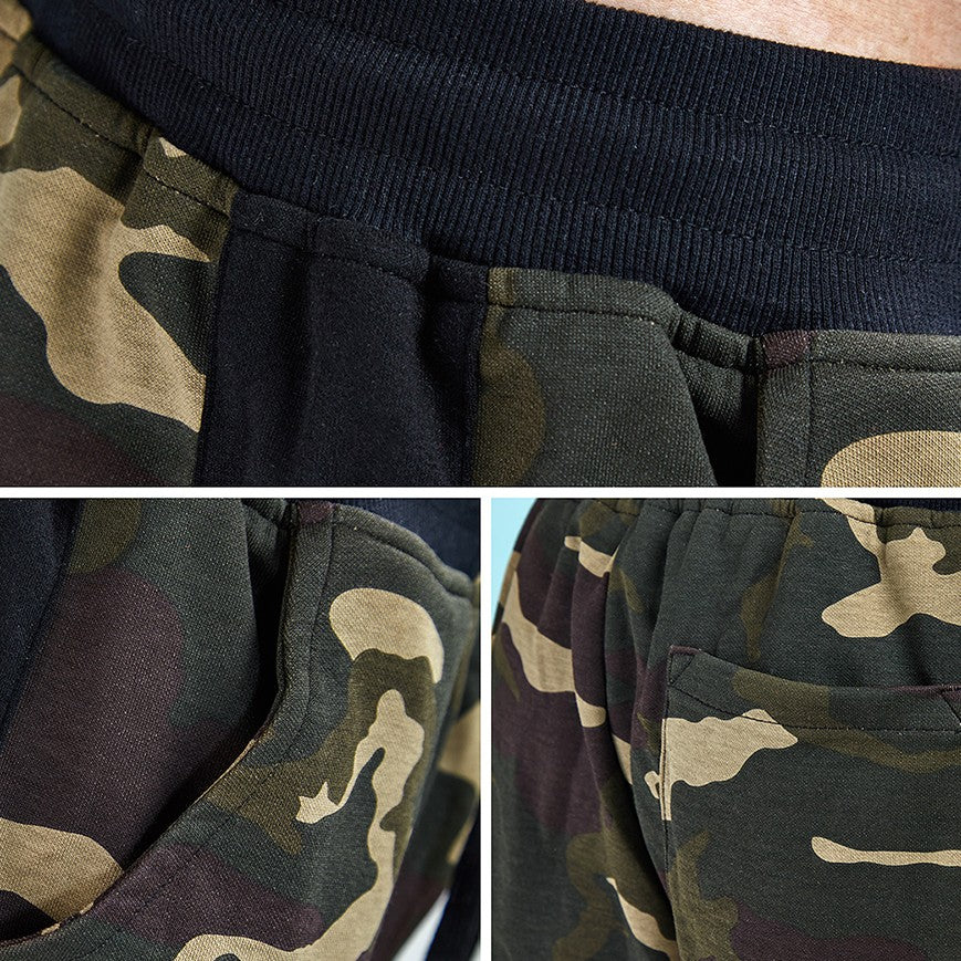 Striped Camouflage Patchwork Jogger Pants-men fashion & fitness-wanahavit-ArmyGreenCamouflage-S-wanahavit