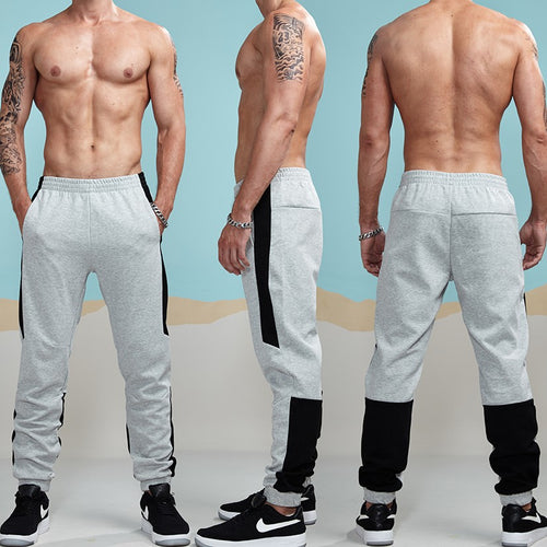 Load image into Gallery viewer, Thick Striped Patchwork Jogger Pants-men fashion &amp; fitness-wanahavit-Gray-L-wanahavit

