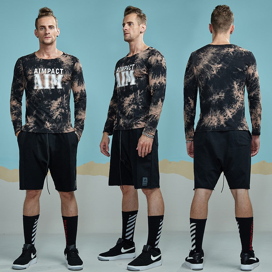 Dye Crewneck Cotton Long Sleeve Shirt-men fashion & fitness-wanahavit-M-wanahavit