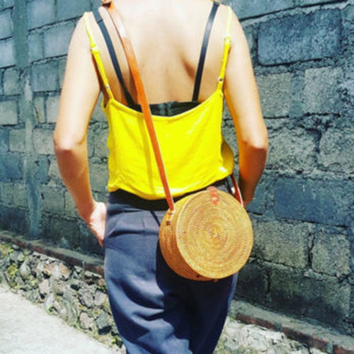 Load image into Gallery viewer, Circular Bohemian Bali Rattan Beach Handbag-women-wanahavit-Yellow-D18 H5(cm)-wanahavit
