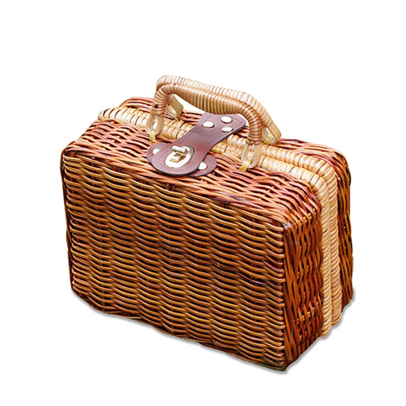 Rattan Retro Box Trunk Tote Handbag-women-wanahavit-Light Brown-wanahavit