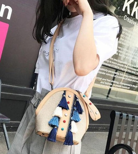 Cute Bohemian Tassel Straw Shoulder Bag-women-wanahavit-Khaki-wanahavit