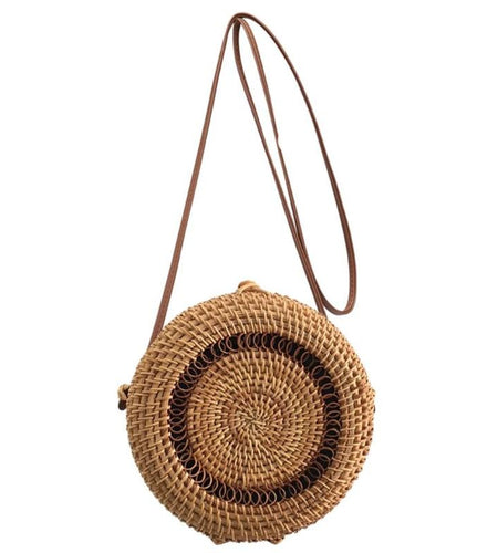 Small Outlined Flap Round Straw Rattan Bag-women-wanahavit-wanahavit