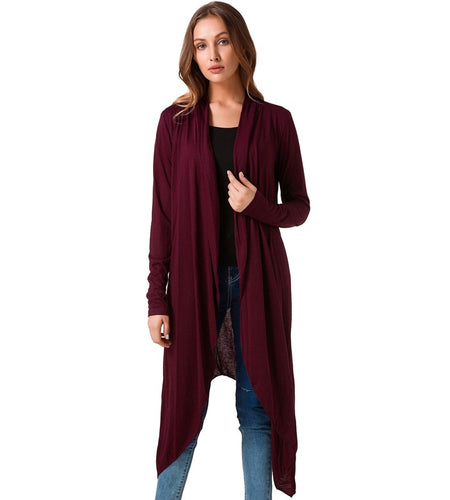 Asymmetrical Casual Long Cardigan-women-wanahavit-Red-L-wanahavit