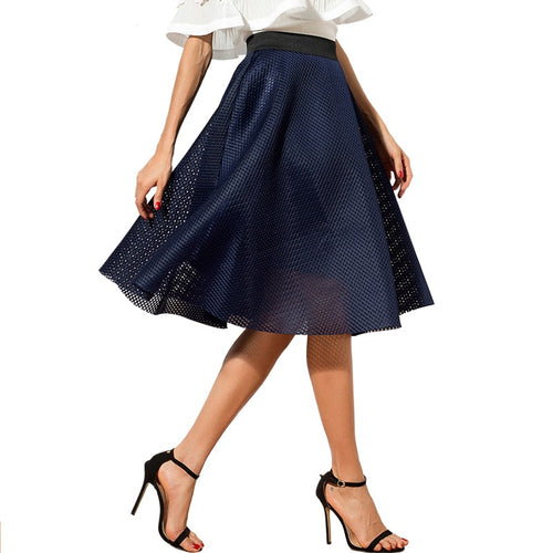 Load image into Gallery viewer, Casual Hollow Out Solid Color Knee Length Skirt-women-wanahavit-Blue-One Size-wanahavit
