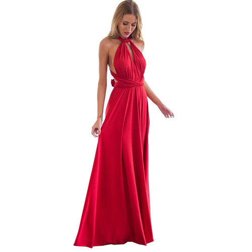 Load image into Gallery viewer, Elegant Multiway Convertible Wrap Maxi Dress-women-wanahavit-Red-S-wanahavit
