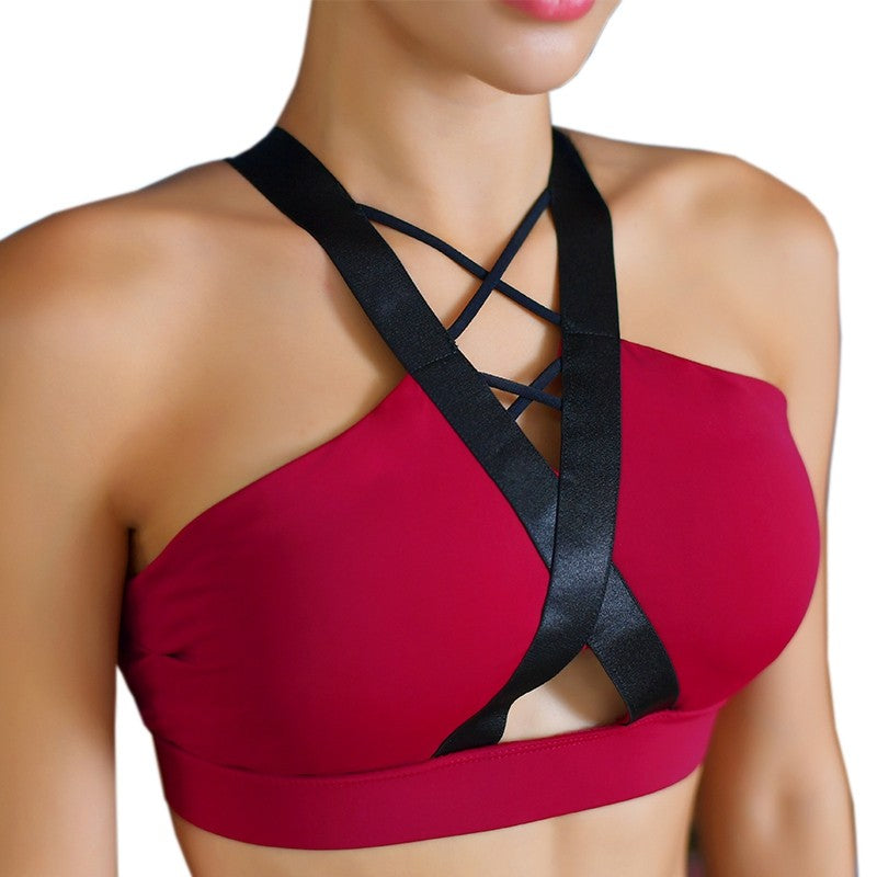 Sexy Backless Cross Strap Push Up Sports Bra for women fitness