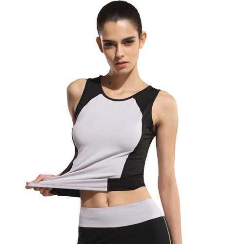 Load image into Gallery viewer, Gray Accent Quick Dry Patchwork Sleeveless Shirt-women fitness-wanahavit-Gray-L-wanahavit
