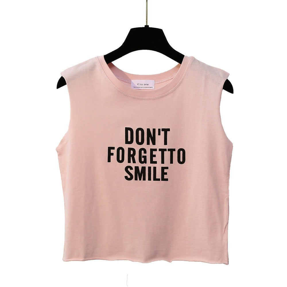 Dont Forget to Smile Harajuku Style Crop Top Shirt-women-wanahavit-Pink-One Size-wanahavit