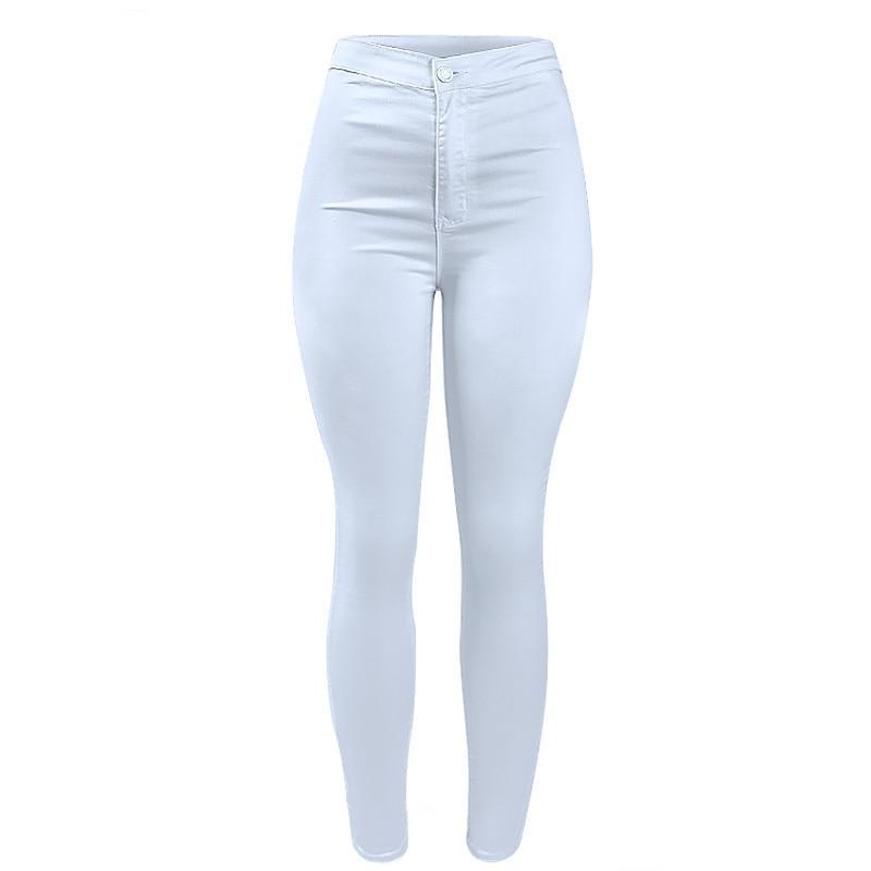 High Waist Casual Fashion Stretch Skinny Denim Pants-women-wanahavit-white-XS-wanahavit