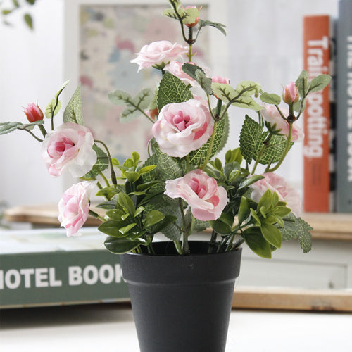 Load image into Gallery viewer, Artificial Rose Bonsai with Black Vase-home accent-wanahavit-Pink-wanahavit
